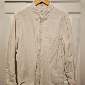 JCrew Mens Slim Long Sleeve Large Cream Blue Speckled